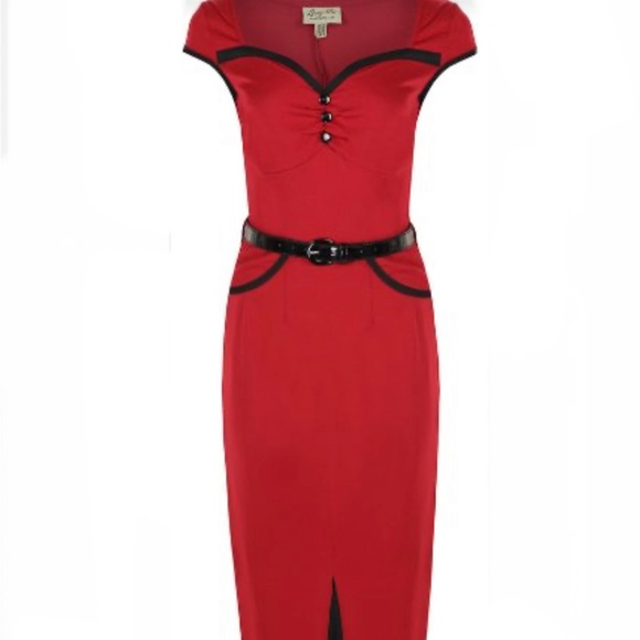 Lindy Bop Red Heidi Pinup Dress - Picture 3 of 11